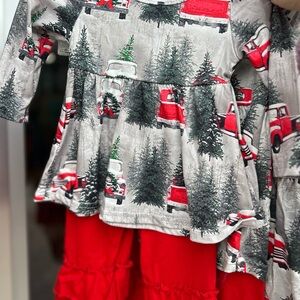 Festive Red and Gray Holiday outfit